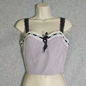 Forever 21 Lavender Lace Trim Bustier Corset Top - Size Small Coquette‎ Sexy Y2K